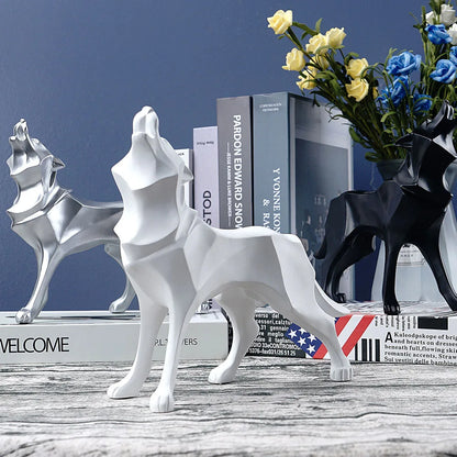 DecorBites™ Geometric Wolf Statue Resin Abstract Animal Figurine Home Office Decor Sculpture