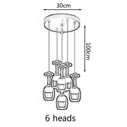 DecorBites™ LED Wine Glass Pendant Lights for Restaurant, Bar, and Dining Room