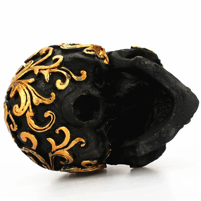 Decorbites™ Goldener Skelett-Schädel Harz-Statue Miniaturen für Heim- und Büro-Dekoration