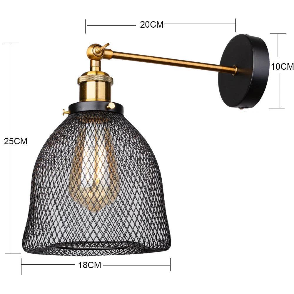 DecorBites™ Industrial LED Cage Wall Light Retro Loft Sconce Lights E27 Fixture