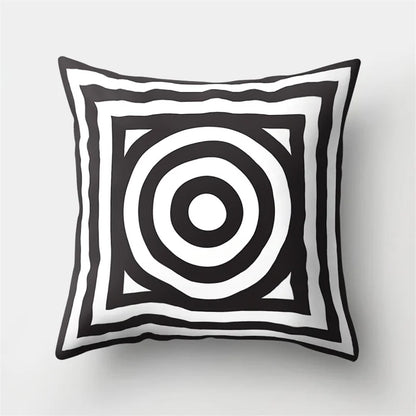 DecorBites™ Geometric Star Print Pillow Cover for Home Decor - Black & White Square Texture