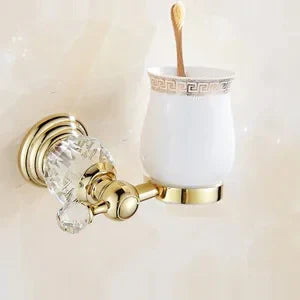 Decorbites™ Gold Kristall Badezimmerezubehör-Set: Luxus Messing Badarmatur Wandmontage-Kollektion
