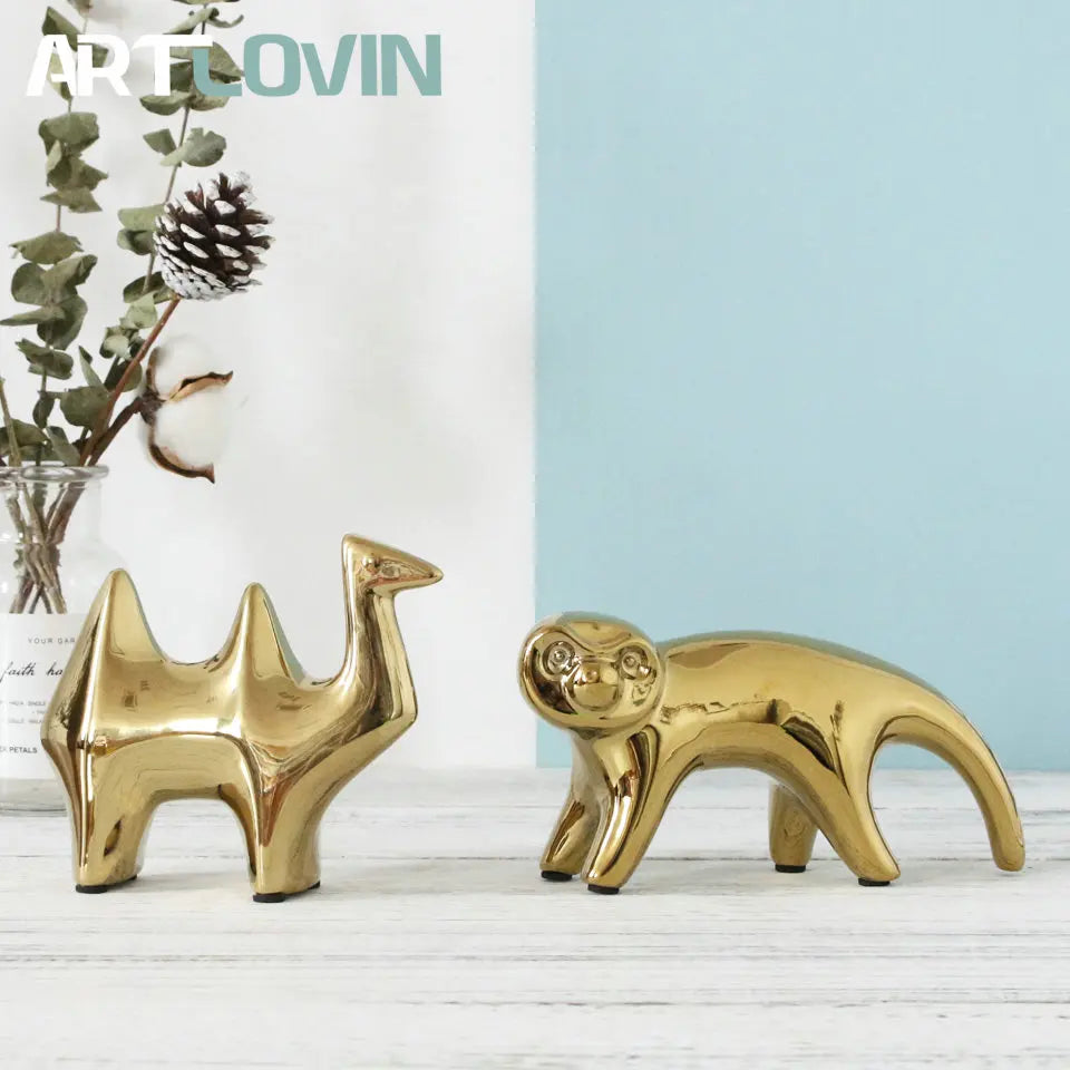 Gold Camel Ceramic Figurines