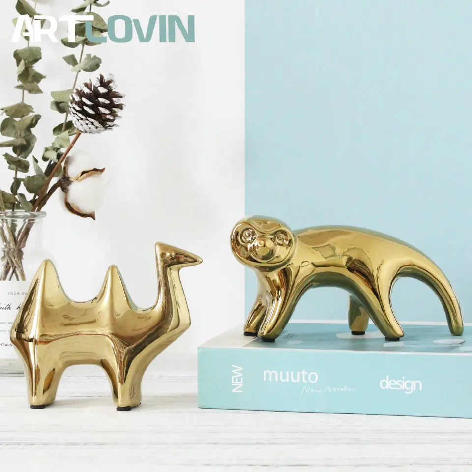 Gold Camel Ceramic Figurines
