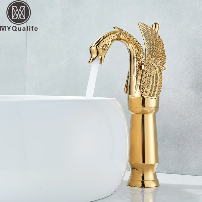 Decorbites™ Golden Swan Badezimmer-Mischbatterie - Deckenmontierter Waschtischhahn mit einem Griff