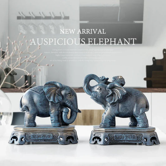 Decorbites™ Elefantenpaar-Resin-Statue für Wohnzimmer Büro Tischdekoration