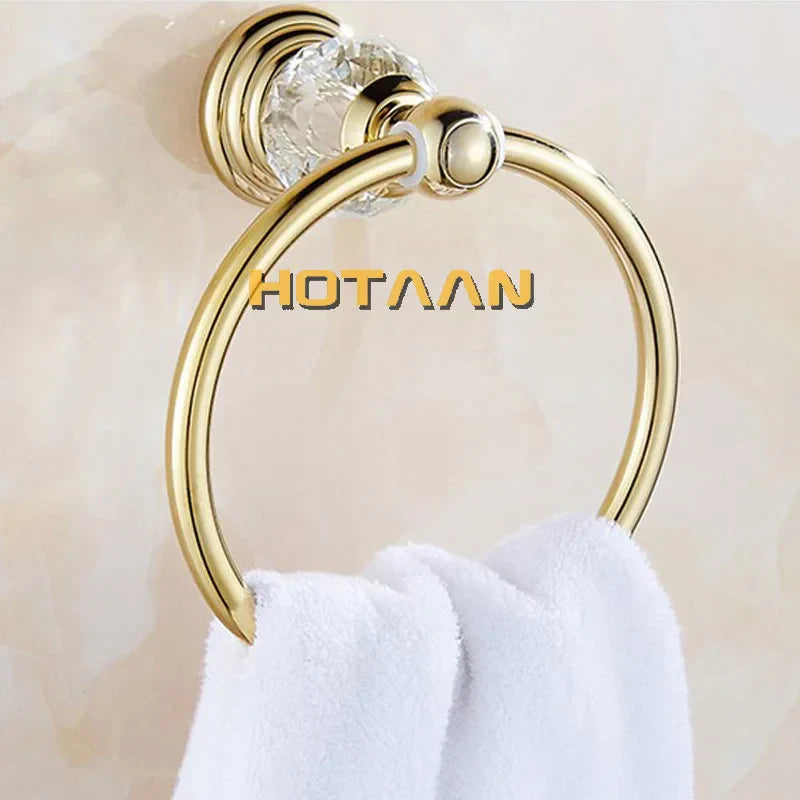 Gold Crystal Towel Ring