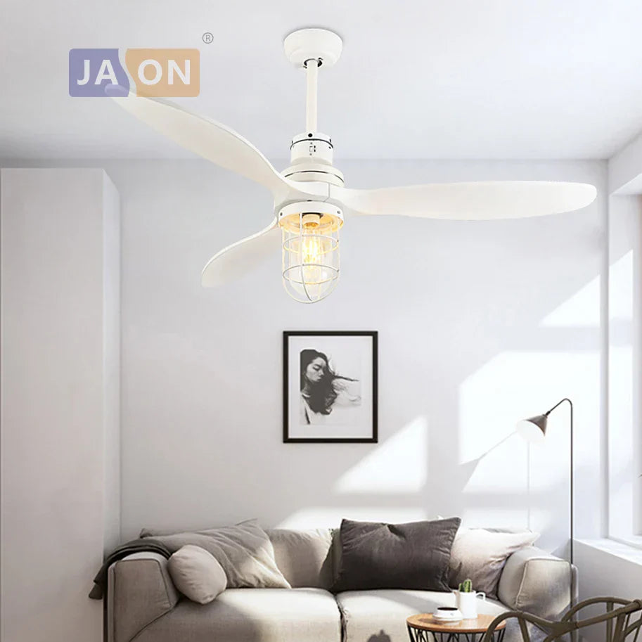 Decorbites™ Edison Loft Eisen Glas Holz Deckenventilator mit LED-Licht für Foyer und Schlafzimmer