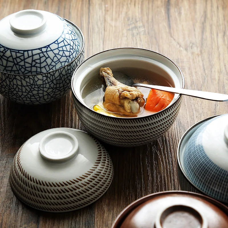 Decorbites™ Japanischer Stil Keramik-Suppenschüssel - Umweltfreundliche Unterglasur-Terrine