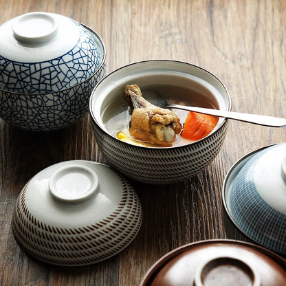 Decorbites™ Japanischer Stil Keramik-Suppenschüssel - Umweltfreundliche Unterglasur-Terrine