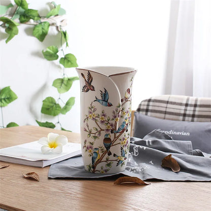 Decorbites™ Vogel Schmetterling Porzellan Vase: Britische ländliche Keramik Blumendekoration