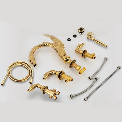 Decorbites™ Golden Swan Badewannenarmatur-Set mit Messinghandbrause.