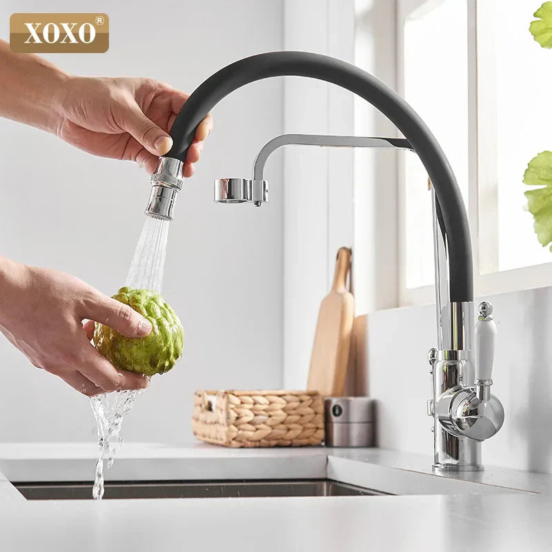 Decorbites™ Schwarz montierter Küchenarmatur mit 360° Drehung und Reiner-Wasser-Filter
