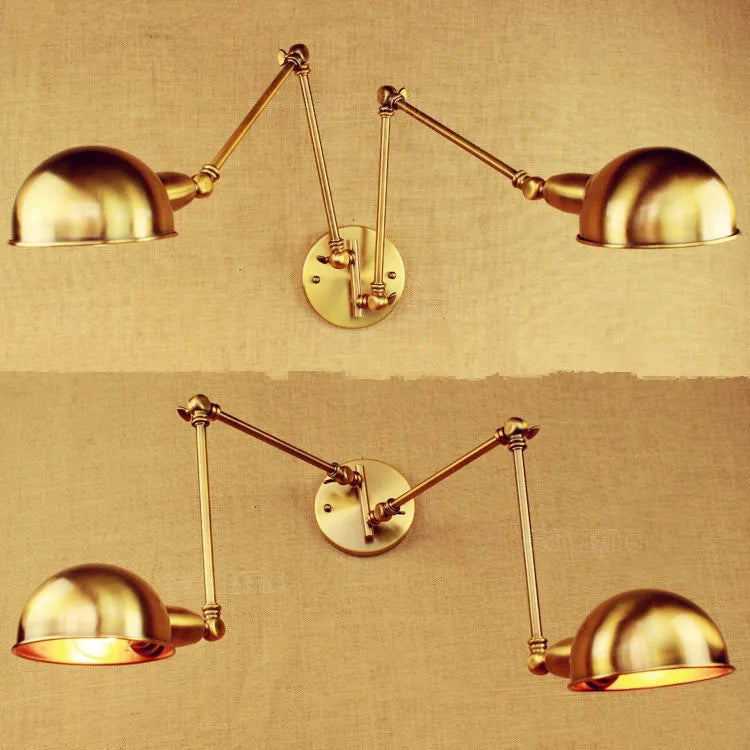 Decorbites™ Industrielle Vintage Doppelschaukel-Wandleuchte, Retro Wandlampe, Messing-Kupfer Loft-Armleuchte