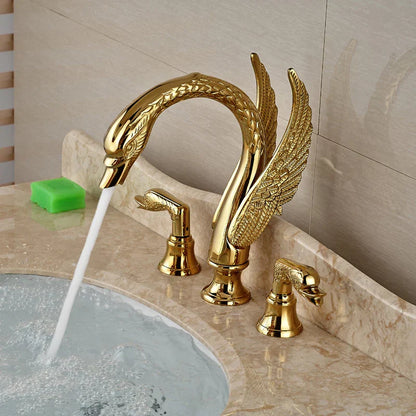 Decorbites™ Golden Swan Badewannenarmatur-Set mit Messinghandbrause.