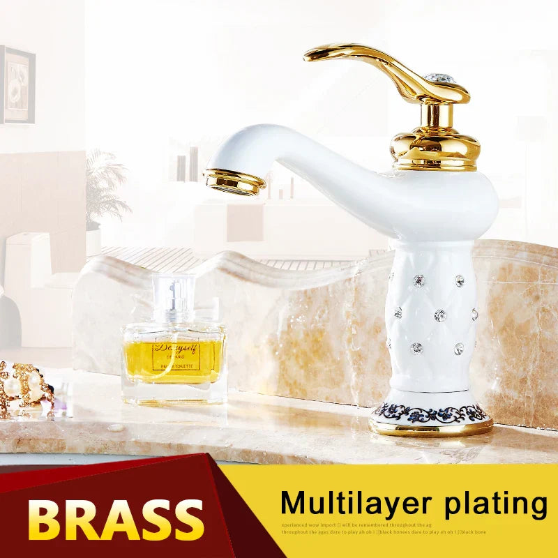 Gold Brass Diamond Faucet