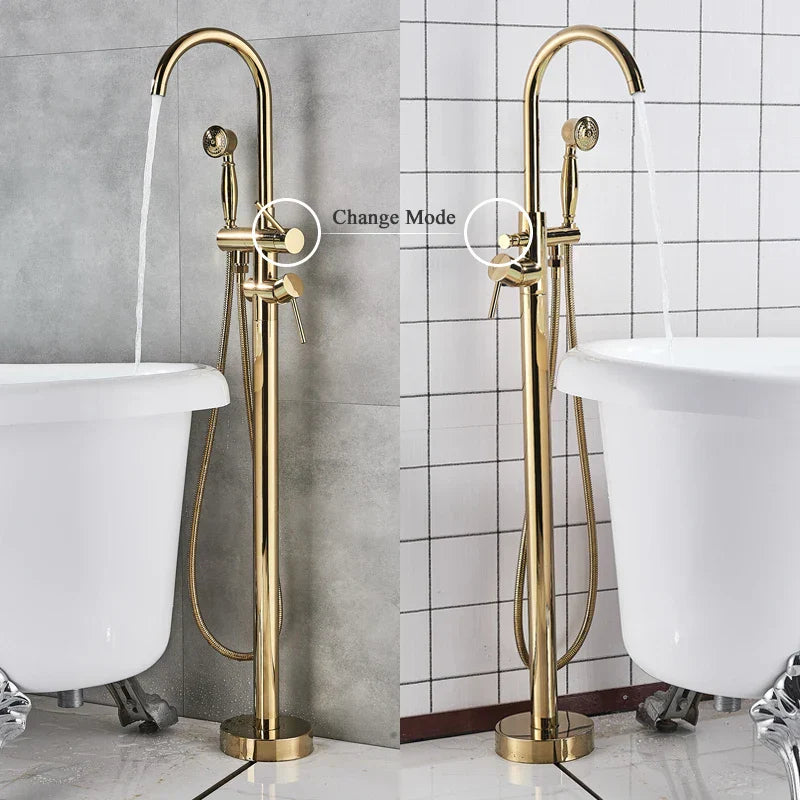 DecorBites™ Gold Tub Sink Faucet with Handshower