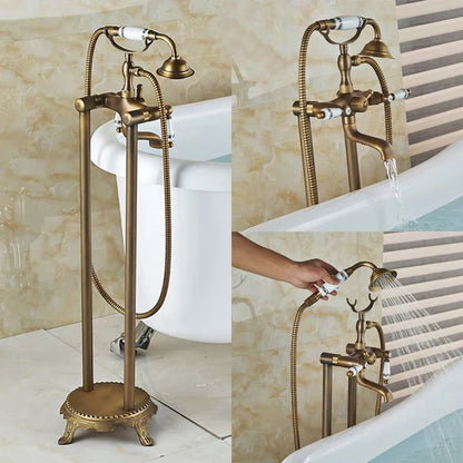 Decorbites™ Gold Badewannenarmatur mit Handbrause – Freistehender Badmischer