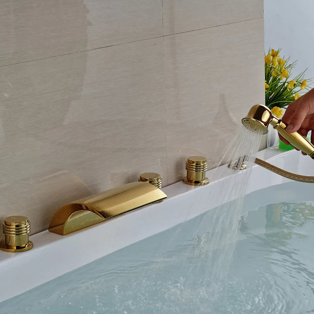 Decorbites™ Golden Wandmontierter Messing-Badewannenarmatur mit Handbrause