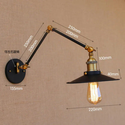 Decorbites™ Industrielle Schwenkbare Wandlampe Retro Vintage Stil Armatur LED Glühbirne Loft Wandleuchte