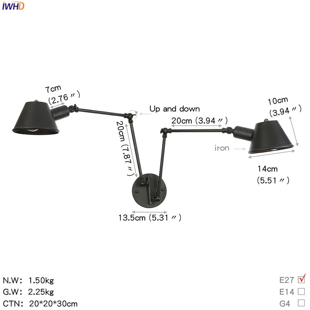 Decorbites™ Industrielle LED-Wandleuchte für Schlafzimmer und Badezimmer Vintage-Wandlampe