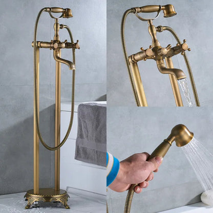 Decorbites™ Gold Badewannenarmatur mit Handbrause – Freistehender Badmischer