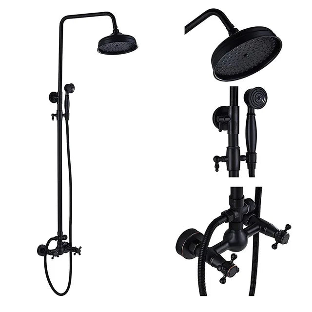 Decorbites™ Schwarzes Messing Bad-Duscharmatur-Set mit Handbrause und Wannenarmatur