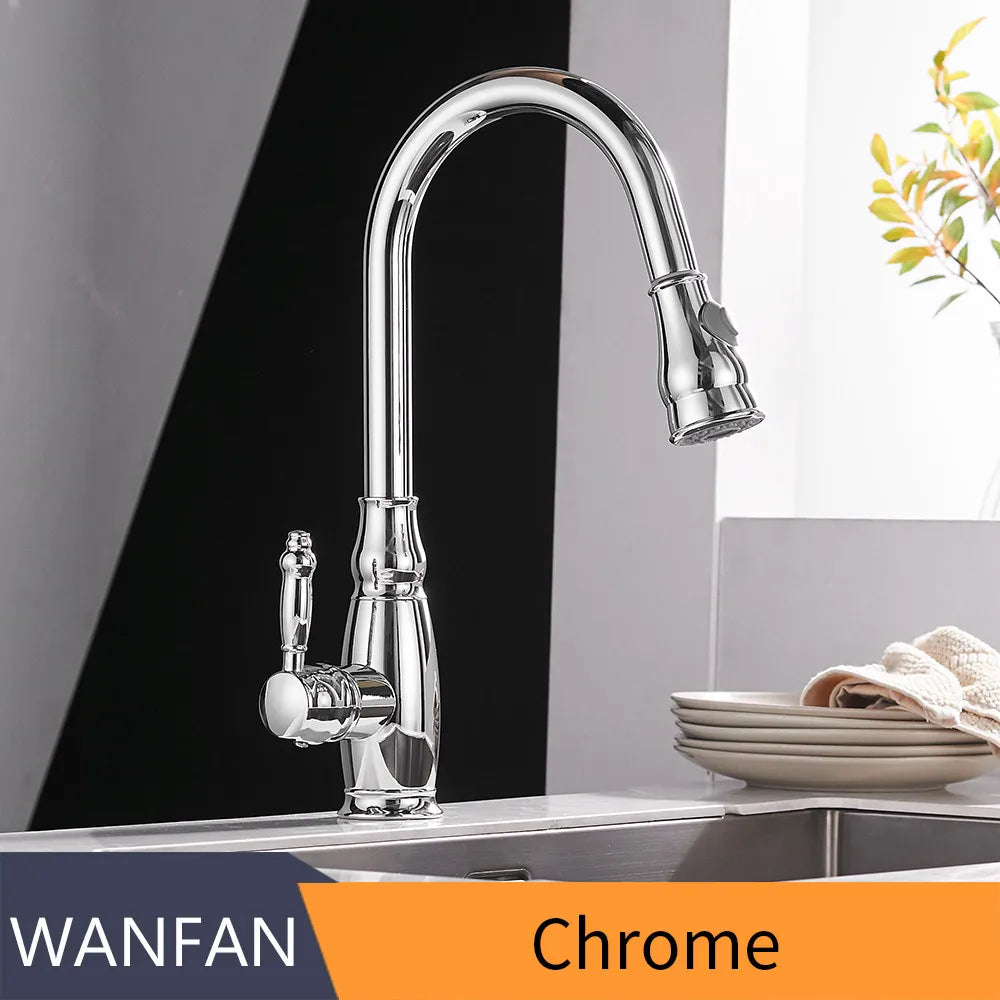 Gold Brass Kitchen Faucet Durable Construction