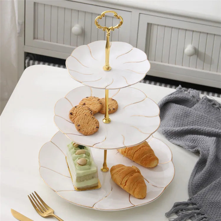 Decorbites™ Gold-Einlage Knochenporzellan-Fruchtplatten Snackteller Kuchenplatte Süßigkeitenschale