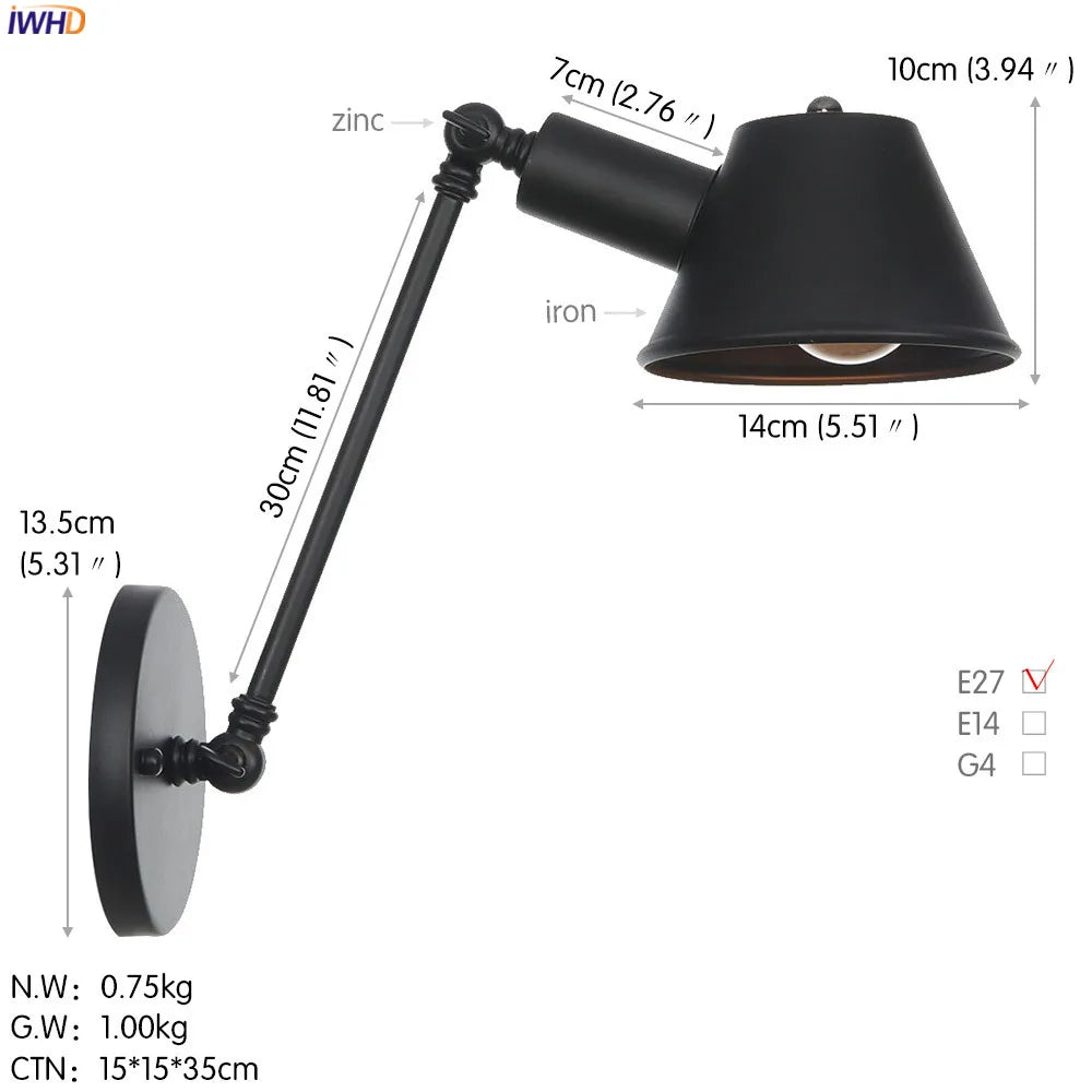 Decorbites™ Industrielle LED-Wandleuchte für Schlafzimmer und Badezimmer Vintage-Wandlampe