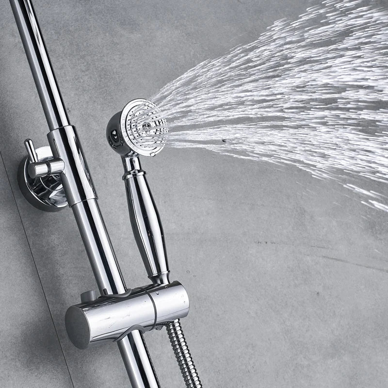 DecorBites™ Dual Handle Chrome Brass Shower Mixer System with 8" Rainfall Shower Head