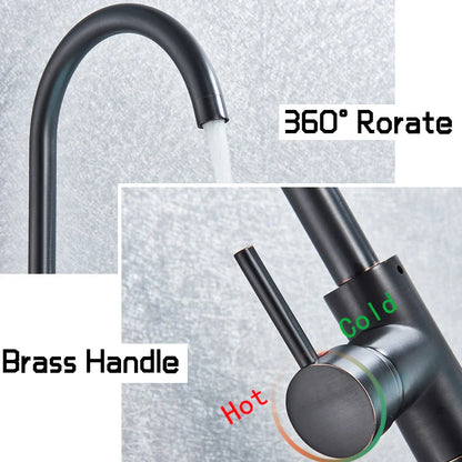 Decorbites™ Schwarz-Bronze Bad-Dusch-Wannenarmatur Bodengestützt Drehbarer Auslauf Heiß-Kalt-Wasserhahn