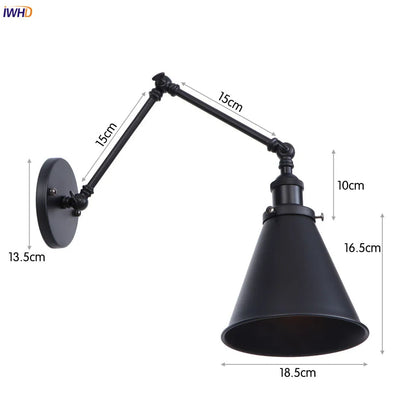 DecorBites™ Gold LED Swing Arm Wall Lamp Industrial Decor Vintage Beside Stair Loft