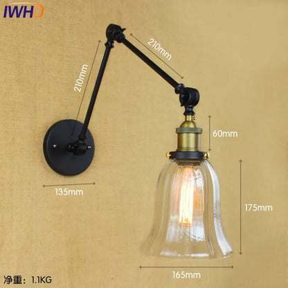 Decorbites™ Glas-Schwingarm-Wandleuchte für retro-vintage-industriellen Stil
