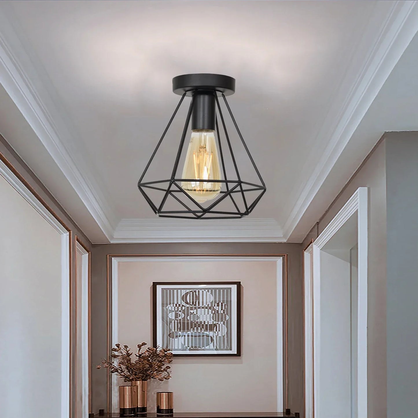 Decorbites™ Eisen Schwarz Käfig Deckenleuchte Retro Armaturen Wohnraumbeleuchtung