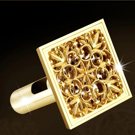 DecorBites™ Goldener quadratischer Bodenablauf 4 cm, Luxus-Badezimmer-Duschrost 10 cm * 10 cm