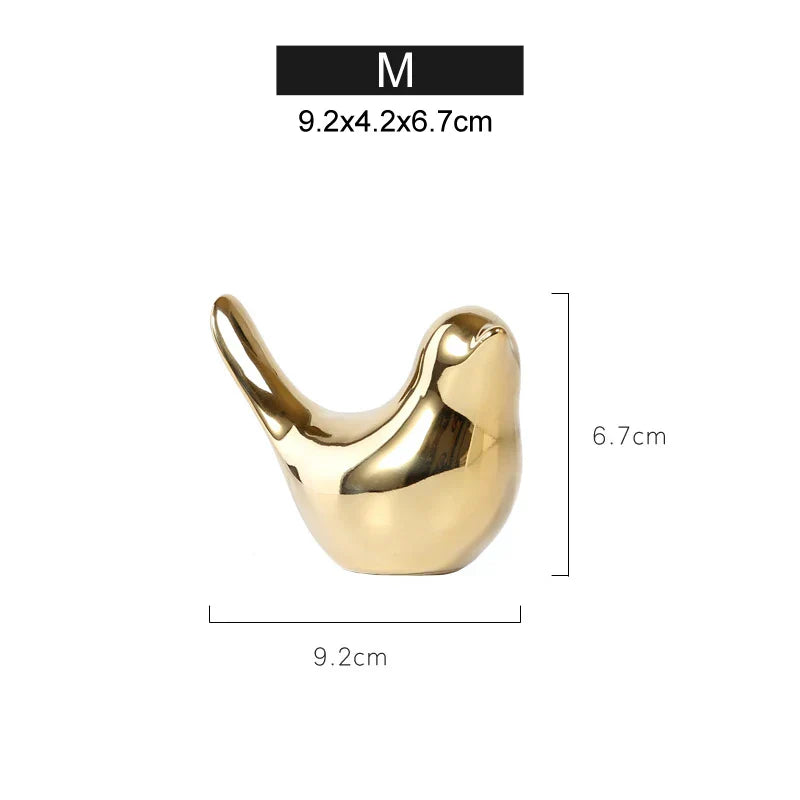 Gold Ceramic Bird Figurines