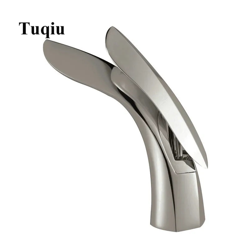 Gold Brass Basin Faucet Tall Single-Handle Style