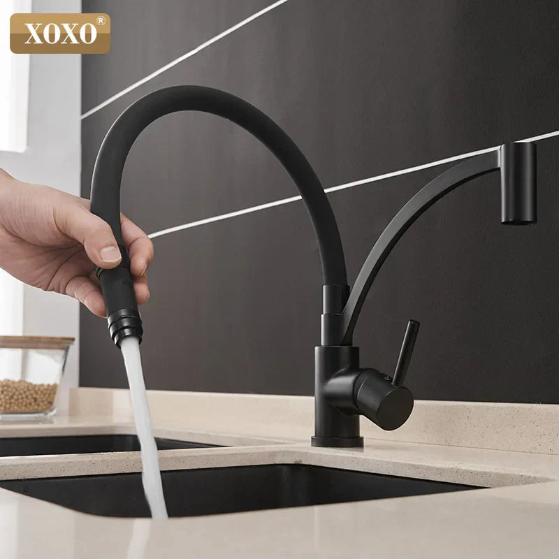 Decorbites™ Schwarz-Chrom Küchenarmatur Ausziehbarer Mischbatterie für Spüle.