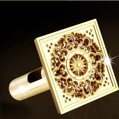 DecorBites™ Goldener quadratischer Bodenablauf 4 cm, Luxus-Badezimmer-Duschrost 10 cm * 10 cm