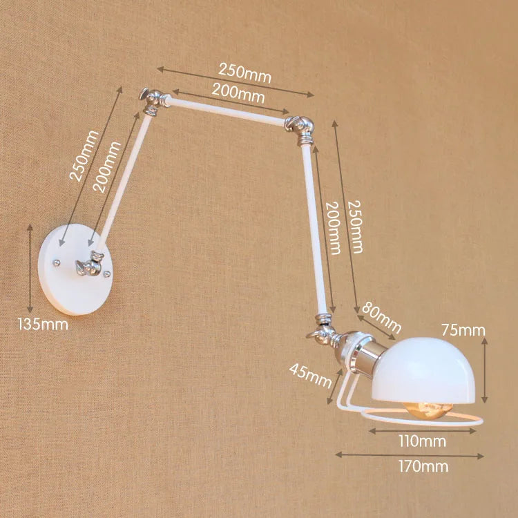 DecorBites™ Golden Loft Swing Arm LED Wall Sconce Retro Style Lamp - Adjustable Long Arm Light Fixtures