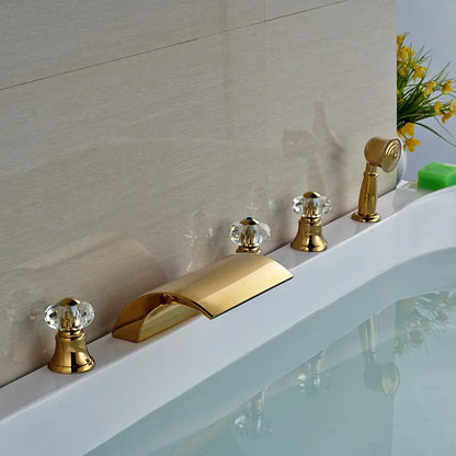 Decorbites™ Golden Wandmontierter Messing-Badewannenarmatur mit Handbrause