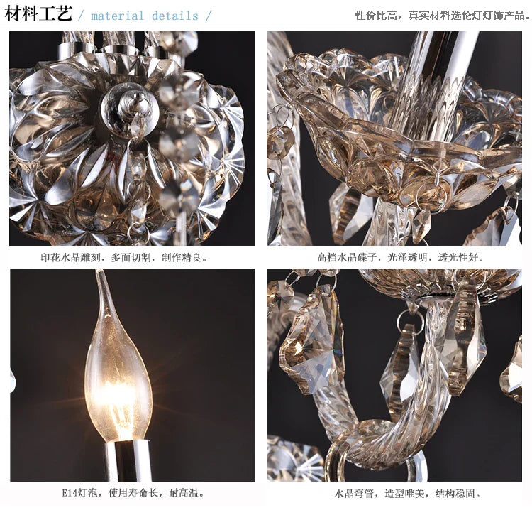 DecorBites™ Clear Crystal Wall Lamp with LED Bulbs for Luxury Bedside Lighting
