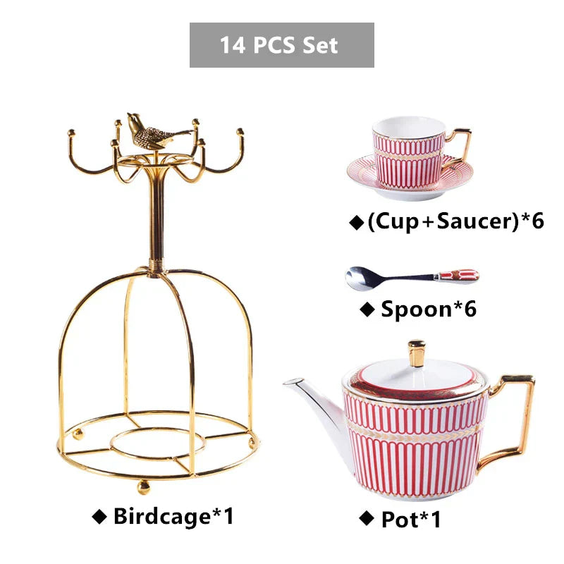 DecorBites™ Gold Porcelain Coffee & Tea Set - Luxury Bone China Porcelain Coffeeware