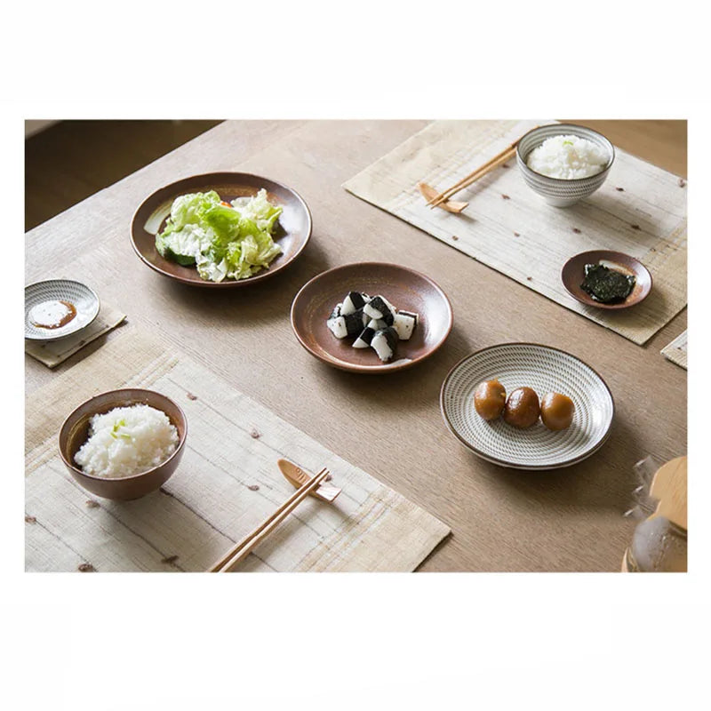 Decorbites™ Japanischer Stil Keramik-Essensservice - Blaues Tafelgeschirr-Set mit Schüssel und Teller