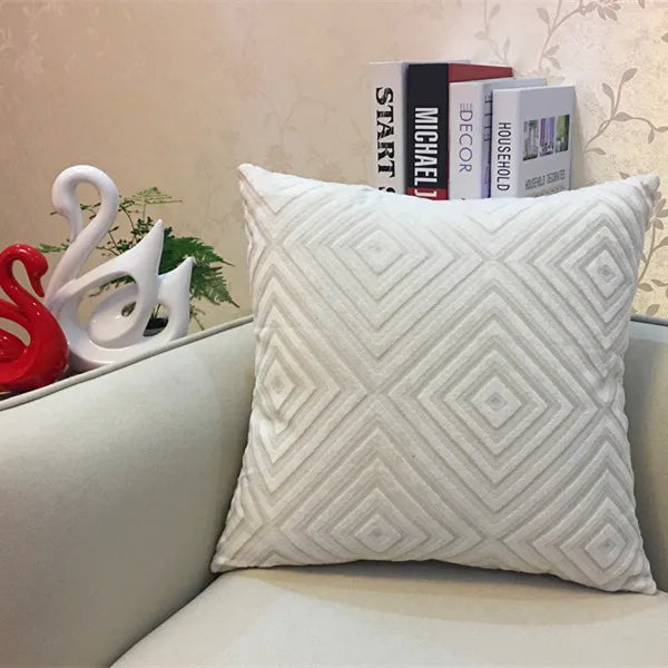 Decorbites™ Geometrisches Chenille-Flock-Überzug für Kissen in Grau Gelb Lila Rot, 45x45 cm/30x50 cm