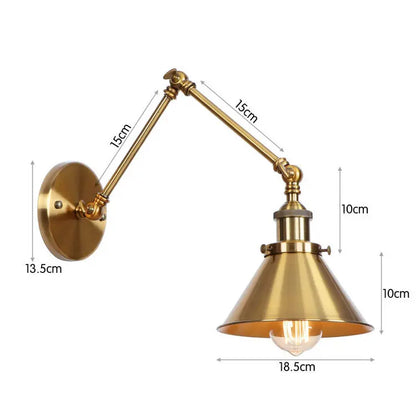 Decorbites™ Schwarze Kupfer Vintage Wandlampe mit langem Arm für Zuhause und Schlafzimmer