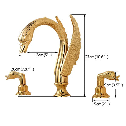 Decorbites™ Golden Swan Badewannenarmatur-Set mit Messinghandbrause.