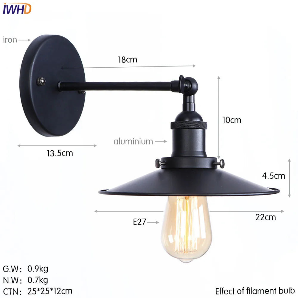 Decorbites™ Eisen Golden Antik LED Wandlampe Retro Industrie Vintage Wandlampe