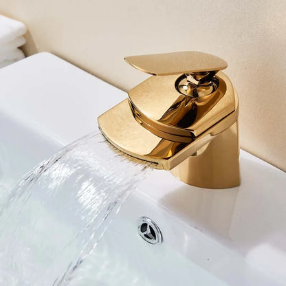 Decorbites™ Golden Brass Wasserfall Gefäßwaschbecken Armatur - Chrom Badezimmer Vanity Hahn